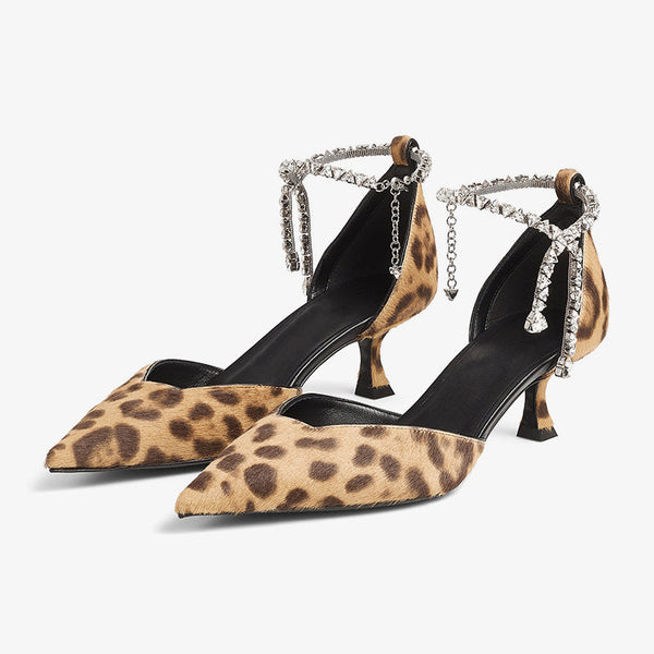 Leopard Print Pony Pump with Crystal Anklet